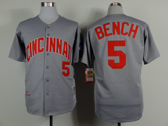 Men MLB Cincinnati Reds #5 Bench Grey jerseys->cincinnati reds->MLB Jersey